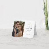Weiß | Monogram FaltWedding Dankeschön-Karte Dankeskarte (Vorderseite)