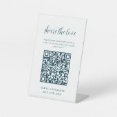 Weiß | Navy Share Liebe QR Code Sockelschild (Vorderseite)