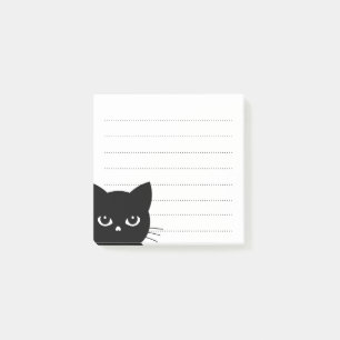 Weiß Niedliche Cat Peeking Office School Lines Post-it Klebezettel