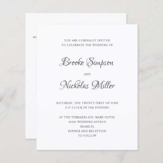 Weiß | Niedrige Kosten Einfache Elegante Minimale (Vorne/Hinten)