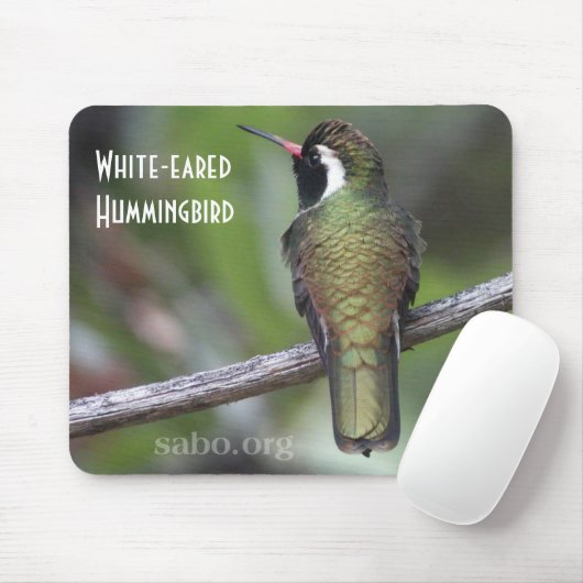 Weiß-ohriger Kolibri Mousepad (Mit Mouse)