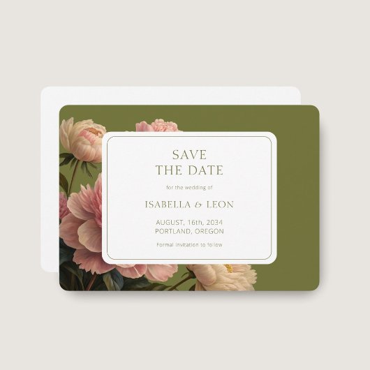 Weiß | Olive Green Vintag Rose Wedding Einladung