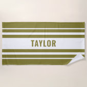 Weiß & Olive Vintages Seehaus Strandtuch (Vorderseite)