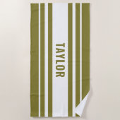 Weiß & Olive Vintages Seehaus Strandtuch (Vorderseite)