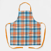 Weiß Orange Blau Kariertes Tartan Design Schürze (Vorderseite)