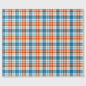 Weiß Orange Blau Karo Tartan Design Geschenkpapier (Flach)