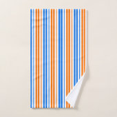 Weiß Orange Blau Vertikale Streifen Design Badhandtuch Set (Handtuch)