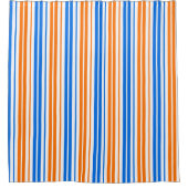 Weiß Orange Blau Vertikale Streifen Design Duschvorhang (Vorderseite)