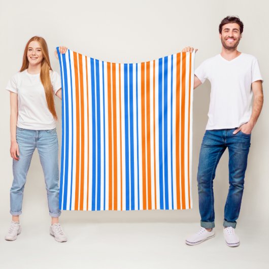 Weiß Orange Blau Vertikale Streifen Design Fleecedecke (Beispiel)