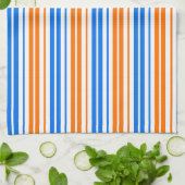 Weiß Orange Blau Vertikale Streifen Design Geschirrtuch (Gefaltet)