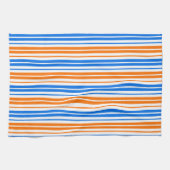 Weiß Orange Blau Vertikale Streifen Design Geschirrtuch (Horizontal)