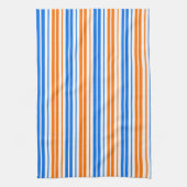 Weiß Orange Blau Vertikale Streifen Design Geschirrtuch (Vertikal)