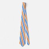 Weiß Orange Blau Vertikale Streifen Design Krawatte (Vorderseite)