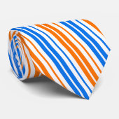 Weiß Orange Blau Vertikale Streifen Design Krawatte (Gerollt)