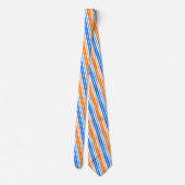 Weiß Orange Blau Vertikale Streifen Design Krawatte (Rückseite)