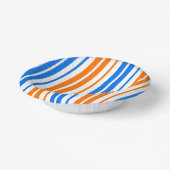 Weiß Orange Blau Vertikale Streifen Design Pappteller (Gewinkelt)