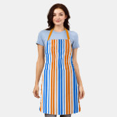 Weiß Orange Blau Vertikale Streifen Design   Schürze (Getragen)