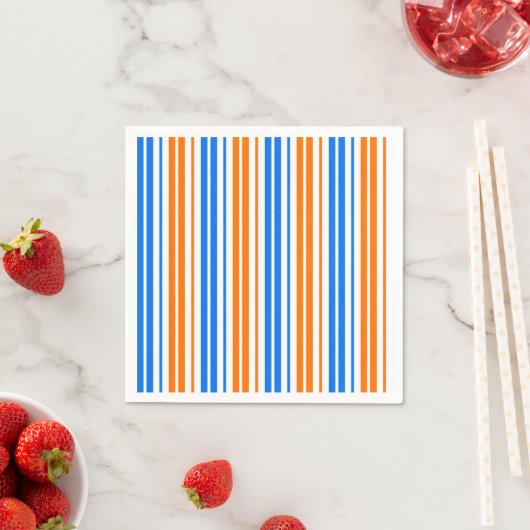 Weiß Orange Blau Vertikale Streifen Design Serviette (Beispiel)