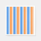 Weiß Orange Blau Vertikale Streifen Design Serviette (Vorderseite)