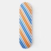 Weiß Orange Blau Vertikale Streifen Design Skateboard (Vorderseite)