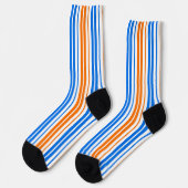 Weiß Orange Blau Vertikale Streifen Design   Socken (Linkes Detail)