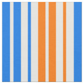 Weiß Orange Blau Vertikale Streifen Design Stoff (Nahaufnahme)
