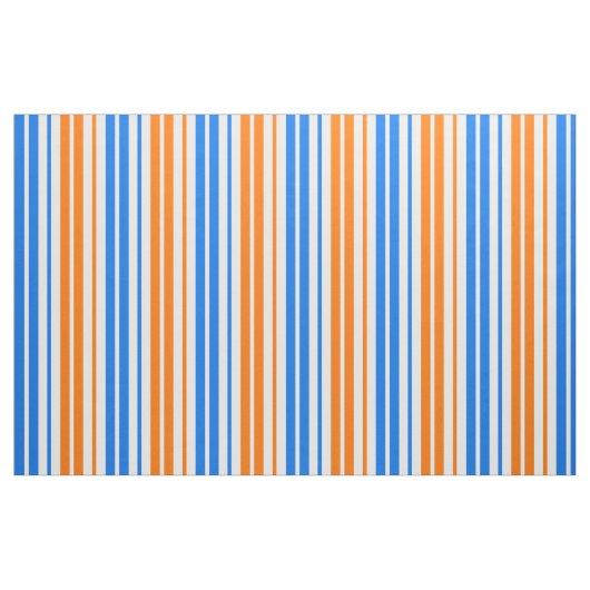Weiß Orange Blau Vertikale Streifen Design Stoff (Fat Quarter (45,7 x 55,9 cm))