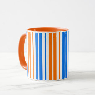 Weiß Orange Blau Vertikale Streifen Design Tasse