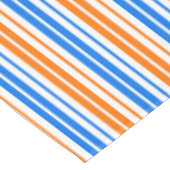 Weiß Orange Blau Vertikale Streifen Design Tischdecke (Schrägansicht)