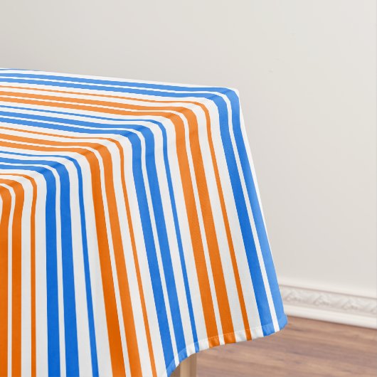 Weiß Orange Blau Vertikale Streifen Design Tischdecke (Beispiel)