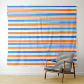 Weiß Orange Blau Vertikale Streifen Design   Wandteppich (Beispiel (Horizontal))