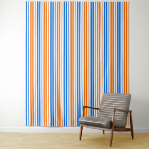 Weiß Orange Blau Vertikale Streifen Design Wandteppich