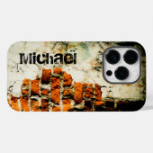 Weiß orange Coole Wand Grafiti aus alten Ziegeln I Case-Mate iPhone Hülle (Rückseite (Horizontal))