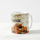 Weiß orange Coole Wand Grafiti aus alten Ziegeln I Kaffeetasse (VorderseiteRechts)