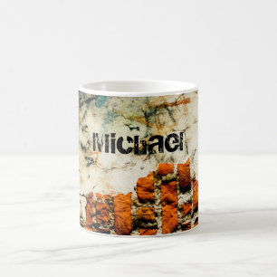 Weiß orange Coole Wand Grafiti aus alten Ziegeln I Kaffeetasse