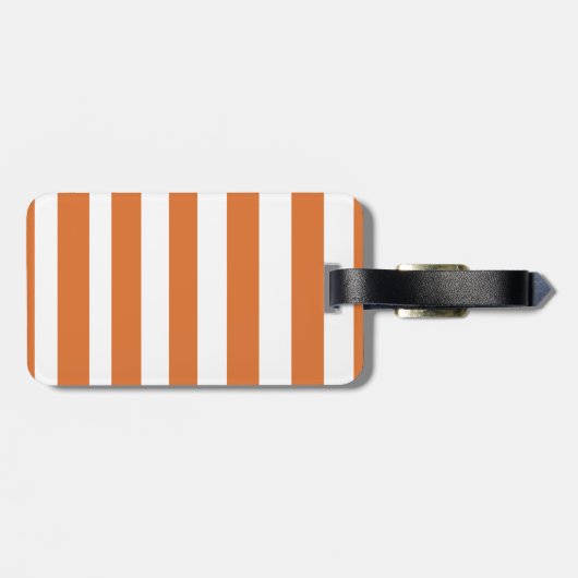 Weiß & orange Gepäckanhänger mit Ledergurt (Rückseite horizontal)