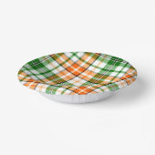 Weiß Orange Grün Kariertes Tartan Design Pappteller (Gewinkelt)