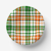 Weiß Orange Grün Kariertes Tartan Design Pappteller (Vorderseite)