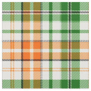 Weiß Orange Grün Kariertes Tartan Design  Stoff
