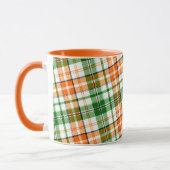 Weiß Orange Grün Kariertes Tartan Design Tasse (Links)