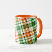 Weiß Orange Grün Kariertes Tartan Design Tasse (VorderseiteRechts)