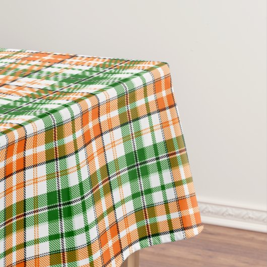Weiß Orange Grün Kariertes Tartan Design Tischdecke (Beispiel)