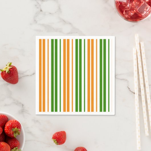 Weiß Orange Grün Vertikale Streifen Design Serviette (Beispiel)