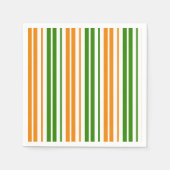 Weiß Orange Grün Vertikale Streifen Design Serviette (Vorderseite)