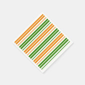 Weiß Orange Grün Vertikale Streifen Design Serviette (Ecke)