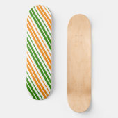 Weiß Orange Grün Vertikale Streifen Design Skateboard (Vorderseite)