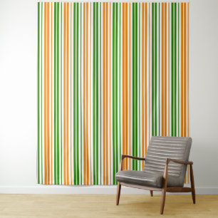 Weiß Orange Grün Vertikale Streifen Design Wandteppich
