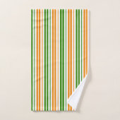 Weiß Orange Grün Vertikales Streifendesign Badhandtuch Set (Handtuch)