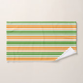 Weiß Orange Grün Vertikales Streifendesign Badhandtuch Set (Handtuch)