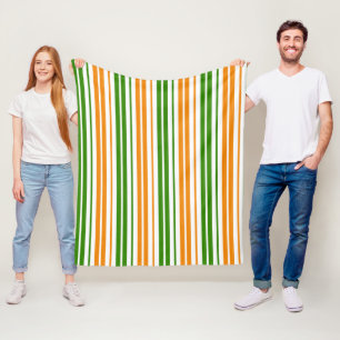 Weiß Orange Grün Vertikales Streifendesign Fleecedecke